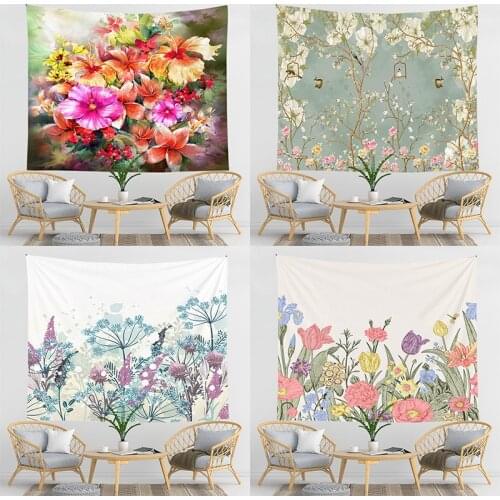 Flowers Tapestry Art Bohemian Wall Home Decoration Bedspread Wall Tapestry Hanging Bohemian Printed Microfiber Fabric