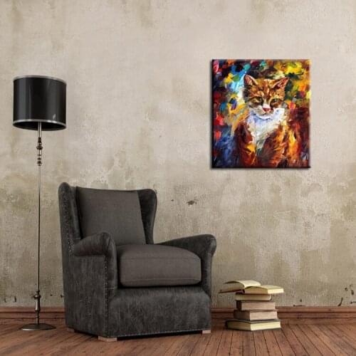 Professional Artist new Design Abstract handmde Animal Oil Painting On Canvas Abstract Knife Cat Painting For Home Decoration