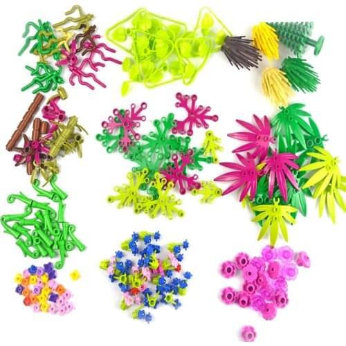 Plant Tree Building Blocks Military Accessories Parts Lot Grass Flower Leaf Bush Bamboo Bulk Bricks Toys Compatible City Parts