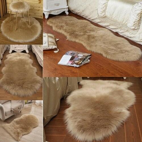 Artificial Wool Sheepskin Rug Very Fluffy Soft Fur Wool Shaggy Area Rugs Faux Hairy Mats Room Long Hairy Soft Area Mat Carpet