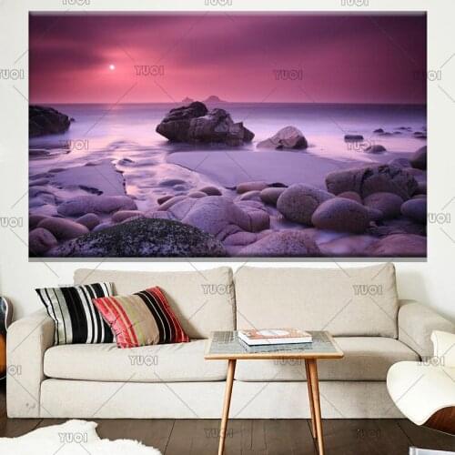 Beautiful scenery Sea rocks sunset Home Decoration Canvas Poster Print HD Decor Pictures Wall Art Paintings Living Room