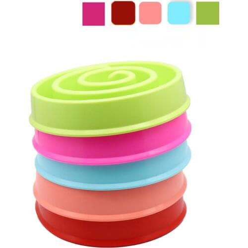 20cm Round PP Plastic Pet Dog Bowls Feeding Food Spiral Bowl Puppy Slow Eating Feeder Dish Bowl Anti Choking Pet Dogs Supplies