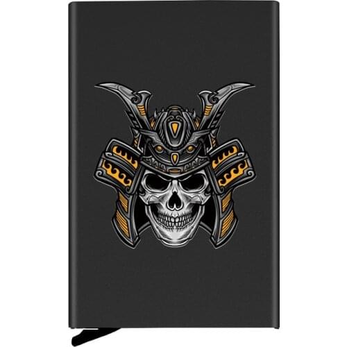 Cool Metal Case Skull Helmet Printing Credit Card Holder Men Slim Anti Protect Travel ID Cardholder Women Rfid Wallet