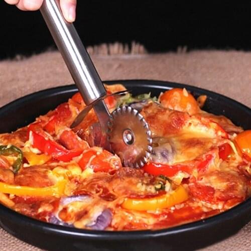 Kitchen Portable Double Roll Pizza Stainless Steel Knife Pasta Cutter Pasta Pasta Round Lace Pizza Wheel Kitchen Tools #2