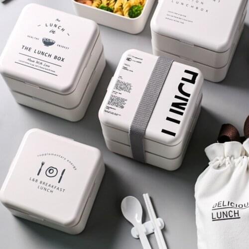 Square Portable Lunch Box Japanese Fashion Solid Color Healthy Microwave Heated Storage Box Comida Japonesa Home Decor EC50FH