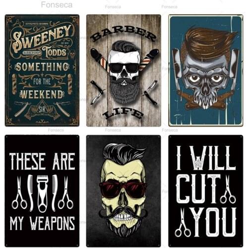 Barber Shop Tin Sign Plaque Metal Vintage Iron Poster Retro Barber Shop Plates Wall Decoration Iron Painting 20*30 CM