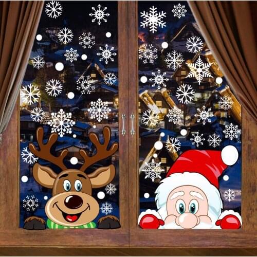 Christmas Window Clings Decal Christmas Window Decor Christmas Window Sticker Snowflake Deer Santa Claus Decor for Home Decor