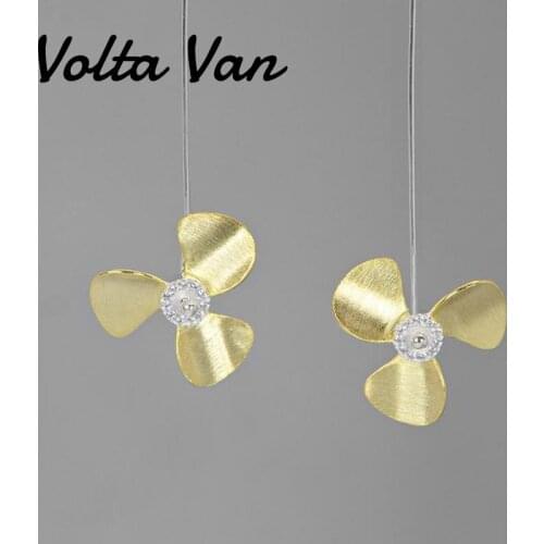 Volta Van 2021 New Zircon Drop Earrings 925 Sterling Silver Women Pendientes Plata Trendy Elegant Exquisite Fan Concise Earrings