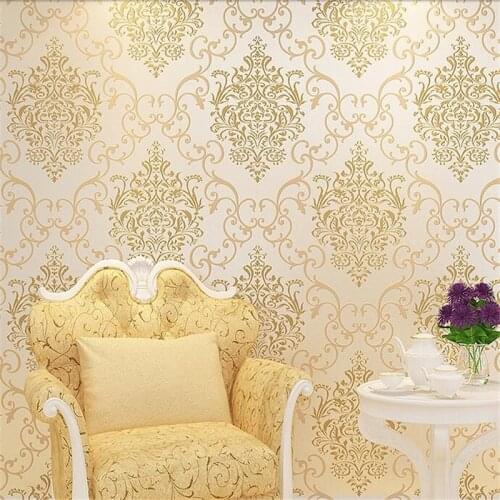Beibehang New three-dimensional European-style non-woven Damascus wallpaper bedroom living room study wallpaper papel de parede