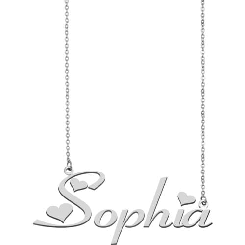 Name Necklace Sophia Personalised Stainless Steel Gold for Women Choker Alphabet Letter Pendant Girls Mom Jewelry Gift