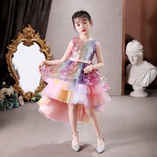 Teen Girl Dresses Girl Ball Gown Tutu Princess Dress Sequin Bow Baby Girl Dress Birthday Wedding Party Dress Children Clothes