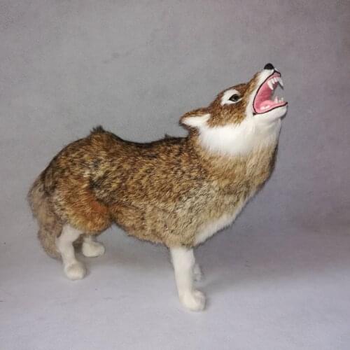 Real life toy standing wolf 35x11x27cm model polyethylene&furs wolf model home decoration props ,model gift h0846