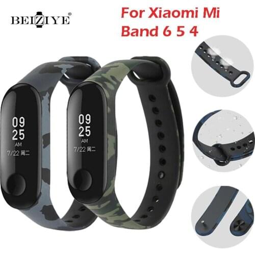Camouflag Strap for Xiaomi Mi Band 4 5 6 Smartwatch Silicone Wristband Strap For Xiaomi Mi Band 6 Bracelet Miband Wristband