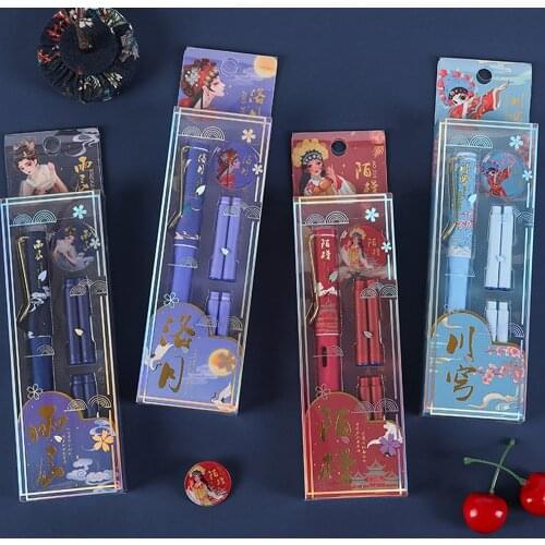 8 Set Novelty Classical Style EF Nib Fountain Pen Blue Ink Sac Can Be Replaced Students Office Writing Ink Pens Stationery