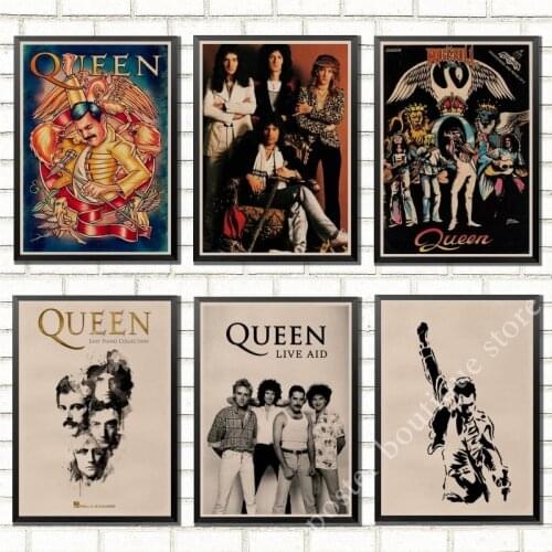 Queen Band Music Kraft Paper Poster Freddie Mercury,Brian May Vintage High Quality Drawing core Decorative Painting Wall Sticker