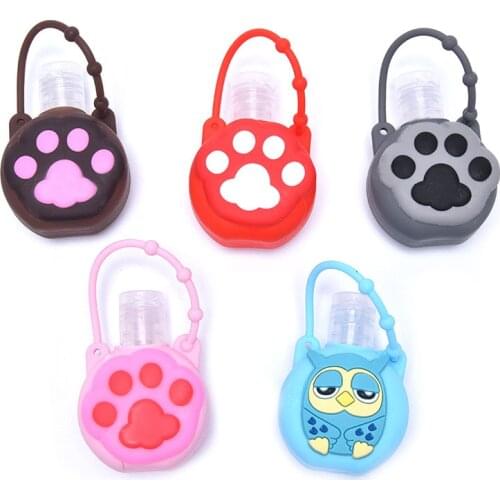 Cats paw shape Silicone Hand Sanitizer Holder Travel Portable Safe Gel Holder Hangable Liquid Soap Dispenser Containers For Kid