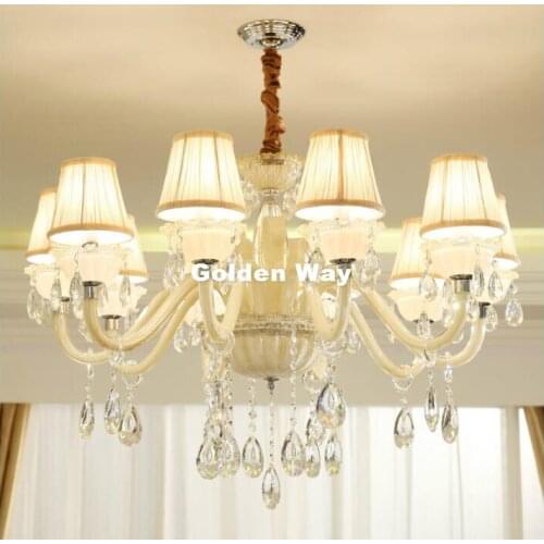 Modern Champagne White Crystal Chandelier Pendant lustres de cristal Decoration Pendant and Chandeliers Home Decoration Lighting