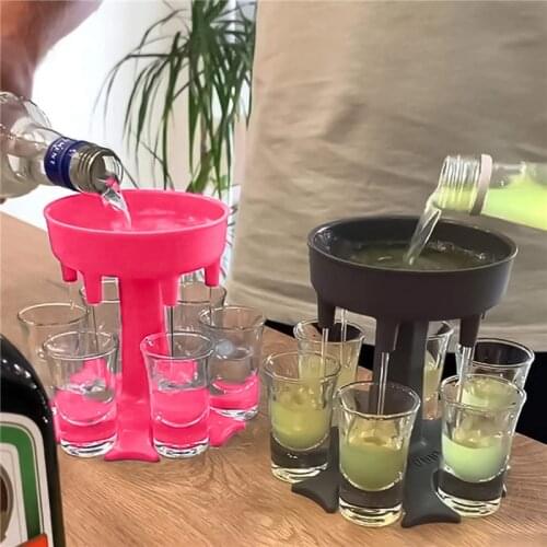 6-Shot Glass Dispenser Holder Wine Whisky Beer Dispenser Rack Bar Accessory Drinking Party Games Glass Dispenser Bar Shot Glass