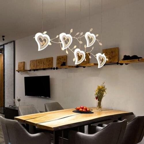 Restaurant chandelier led creative post modern minimalist Nordic American chandeliers heart-shaped hanging lamp fixture lighting