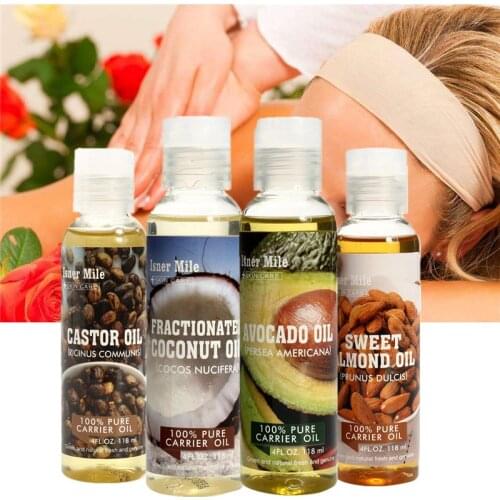 118ML Almond Avocado Coconut Essential Oil 100% Massage Spa Cold Pressed Moisturiser Castor Oil Hydrating Hair Care