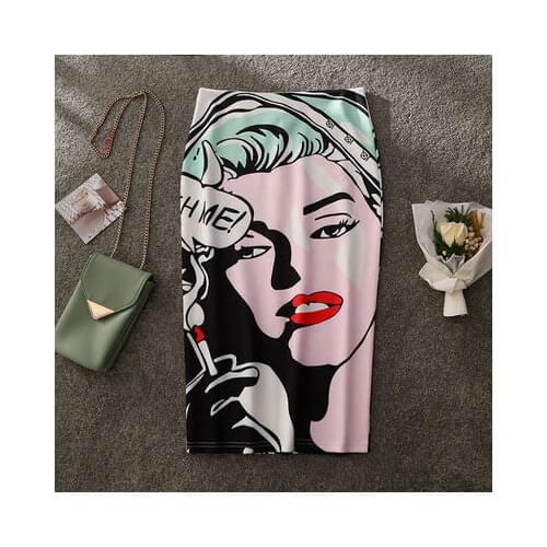 Womens Pencil skirt 2019 New Cartoon Mouse Print High Waist Slim Skirts Young Girl Summer Large Size Japan Female Falda