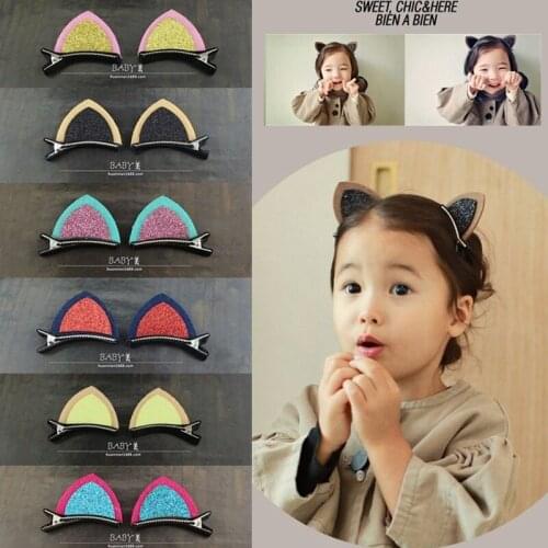 12pcs Handmade Children Hairpin Cat Ears Three-dimensional Baby Hair Clips Beautiful and Lovely Headdress Jewelry