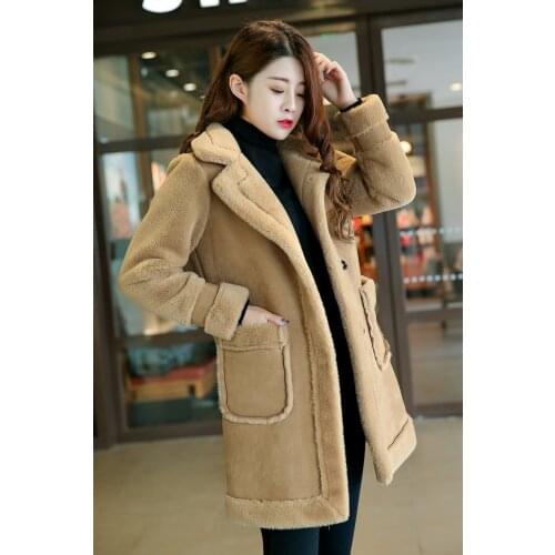 2019Faux Suede Cotton Coat Ladies Parker Coats Winter Mid-Long Thicken Warm Jacket Lamb Coat Womens Cotton Coat Outerwear A1060