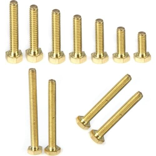 100pcs M4 Copper Hexagon Screws Hexagon Bolts Brass Screws M4*6/8/10/12/16/20/25/30/35/40/50mm Fasteners for building decoration
