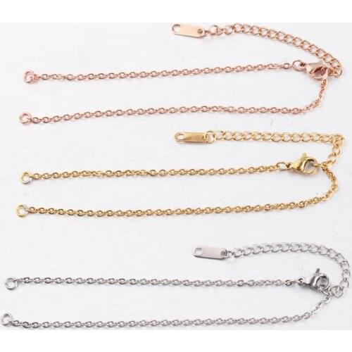 5pcs/lot Multi Size Stainless Steel Bracelet Chains 1.5mm 2mm Women Steel Bracelets With Extension Chains DIY Jewelry Findings