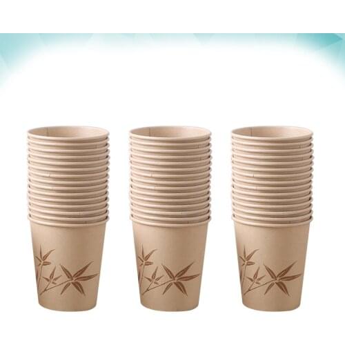 50pcs Disposable Cup Decorative Bamboo Fiber Paper Cups Party Tableware for Birthday Wedding Festival