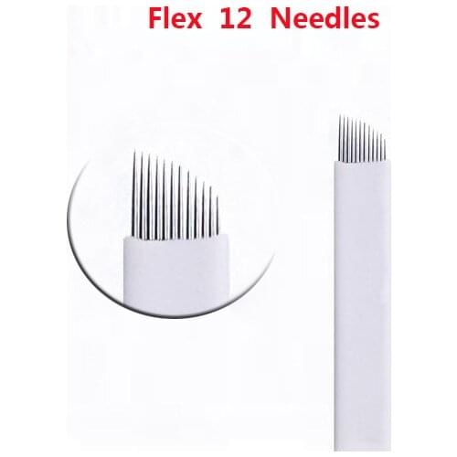 500pcs Professional 12 Pin Flex Microblading Permanent Makeup Needles Eyebrow Tattoo Blade 12 Needle for Manual Tattoo Pen
