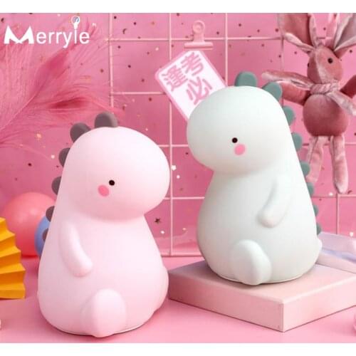 7 Colors RGB LED Night Light for Baby Kids USB Recharge Silicone Dinosaur Cartoon Night Lamp Children Christmas New Year Gift
