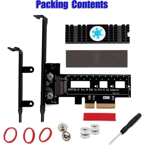 M.2 NGFF PCI-e nvme SSD to PCI Express 3.0 x4 Host Adapter with heatsink