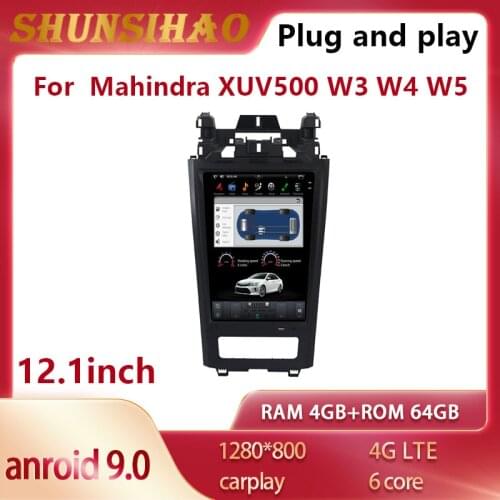 ShunSihao Tesla style Car Radio Multimedia For Mahindra XUV500 W3 W4 W5 W6 W7 W8 W9 2016-2019 CarPlay navigation Player Stereo
