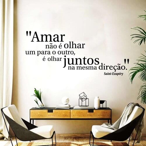 Large Portuguese Wedding Family Love Quote Wall Sticker Bedroom Living Room Amar não é olhar um para o outro Wall Decal Vinyl