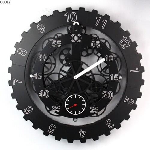 18 Inch Big Metal Wall Clock Gear Clock Mechanism Creative Black Living Room Large Horloge Home Decor Best Selling 2019 Products