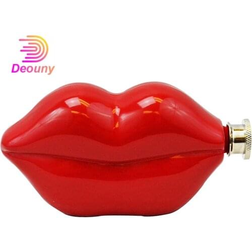DEOUNY Fairly Odd Novelties Red Lips Hip Flask Stainless Steel Flask For Alcohol 5oz Jagermeister Whiskey Rum Bottle Drinkware
