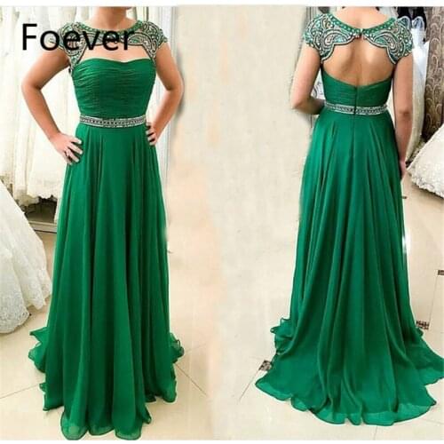 Long prom dress 2019 Keyhole Backless Scoop Crystals Chiffon Draped Zipper Vestido de festa Women prom dresses