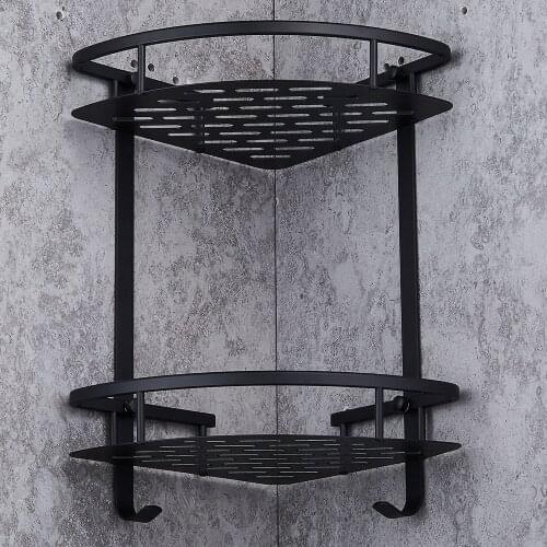 Double Layer Bathroom Shelf Shower Shampoo Soap Cosmetic Shelves Triangular Basket Wall Hanging Corner Rack