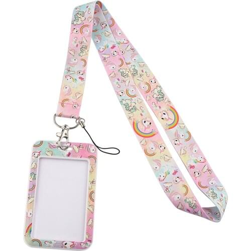 K2840 Cute Animal Cartoon Lanyard Credit Card Name ID Holder Student Bus Business Card Cover Badge Holder