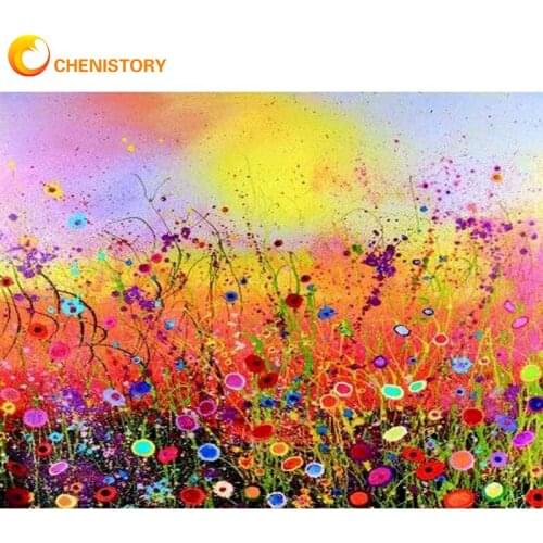 CHENISTORY 5D DIY Diamond Painting Colorful Flowers Cross Stitch Mosaic Diamond Embroidery Flower Full Square Drill Home Decor