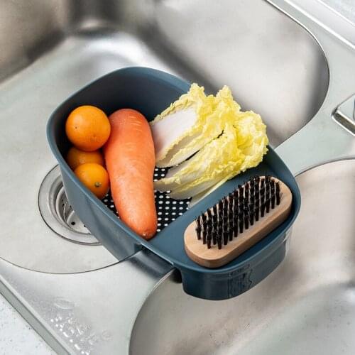 Kitchen Sink Strainer Drain Fruit Vegetable Drainer Basket Plastic Sponge Rack Storage Kitchen Tools Sink Filter Shelf