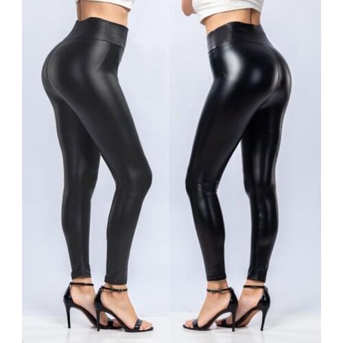 Plus Size Leggings Women Sexy Night Club Hip Lifting Slim PU Leather Leggings Casual Black Legging High Waist Leggings S-5xl