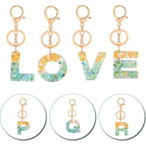 Cute Letter Keychains For Women Girl English Initial Acrylic Key Chain Creative Ring Charm Alphabet Keyring Car Purse Handbag