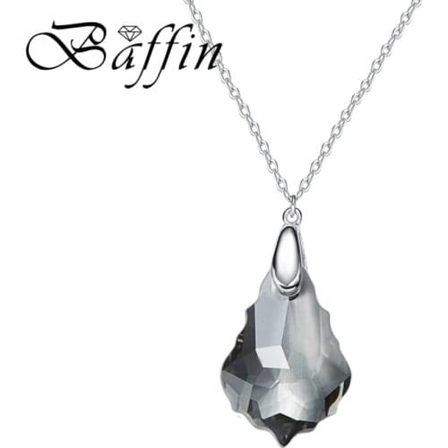 BAFFIN New Fancy Stone Geometric Pendant Necklaces Crystals From Swarovski For Women Daily Jewelry Silver Color Chain Chic Gift