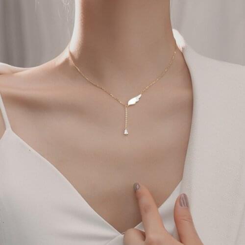 Shell wings necklace female tassel clavicle chain tide cold wind simple net red niche design necklace