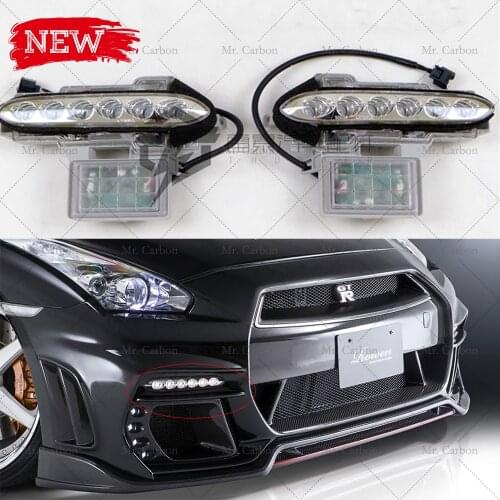 FOR NISSAN R35 GTR FRONT BUMPER FOG LIGHT TRIM BODY KIT TUNING PART FOR GT-R R35 ABS BUMPER FOG SUN LAMP RACING