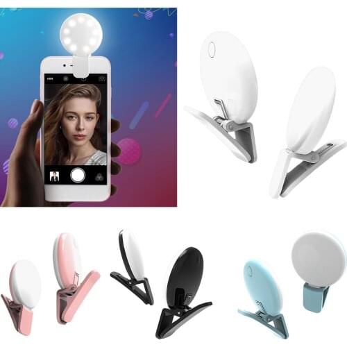 USB rechargeable Portable Round Clip-On Selfie Fill Light Rechargeable 3-level Brightness LED Fill Light for Mobile Phones