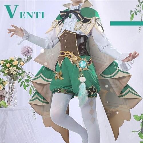 PRE-SALE Game Genshin Impact Cosplay Costume Full Set Halloween Party Venti Cosplay Genshin Impact Venti Cosplay Top Quality