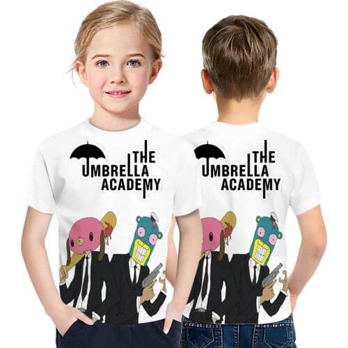 Harajuku Simple 3D Printed Childrens Wear The Umbrella Academy T-Shirt Boys And Girls Summer Breathable Sweat Wicking Short Sle